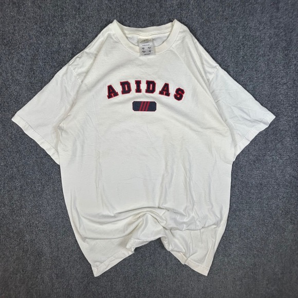 adidas Other - Vintage Adidas Embroidered Logo T-Shirt White Navy Red Mens Large 90s Retro